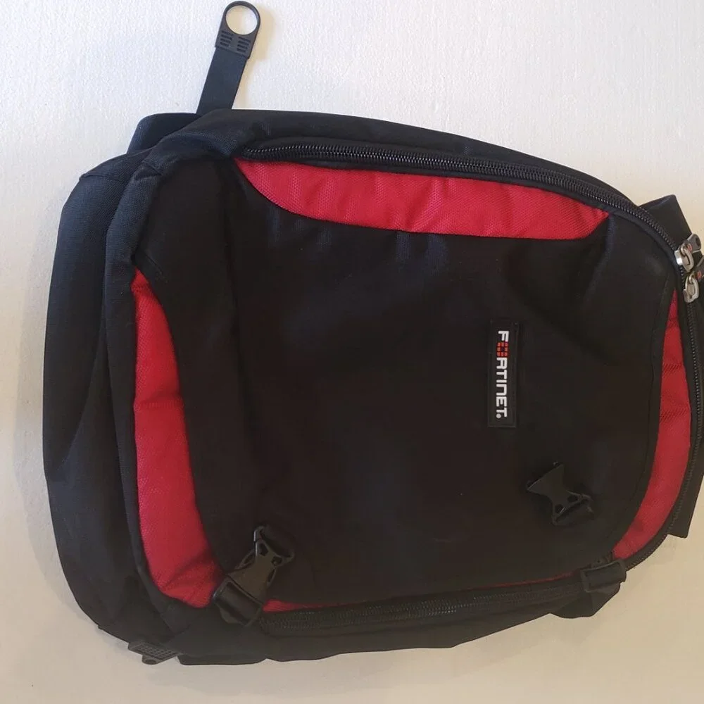 Fortinet Red and Black Computer Laptop Back Pack
